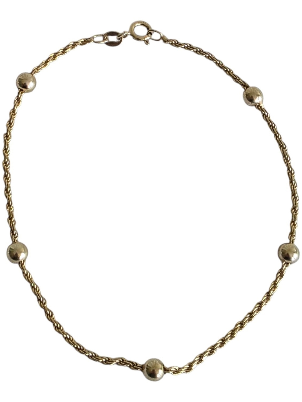 Gold-Tone Rope Bracelet with Polished Bead Accents